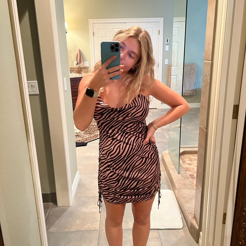 Zebra cowl neck dress